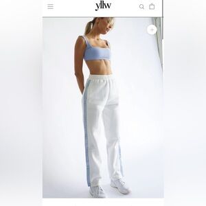 Yellow the Label- TEARAWAY FLEECE PANTS — WHITE / BABY BLUE